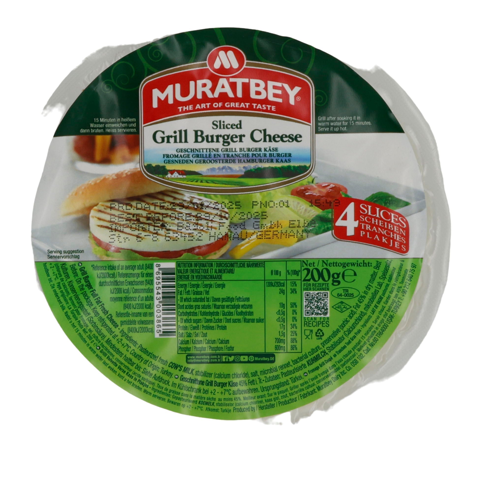 Grillkäse Muratbey Grill Burger Cheese | Perfekt für Burger | Für Grillgerichte | 200 g MURATBEY